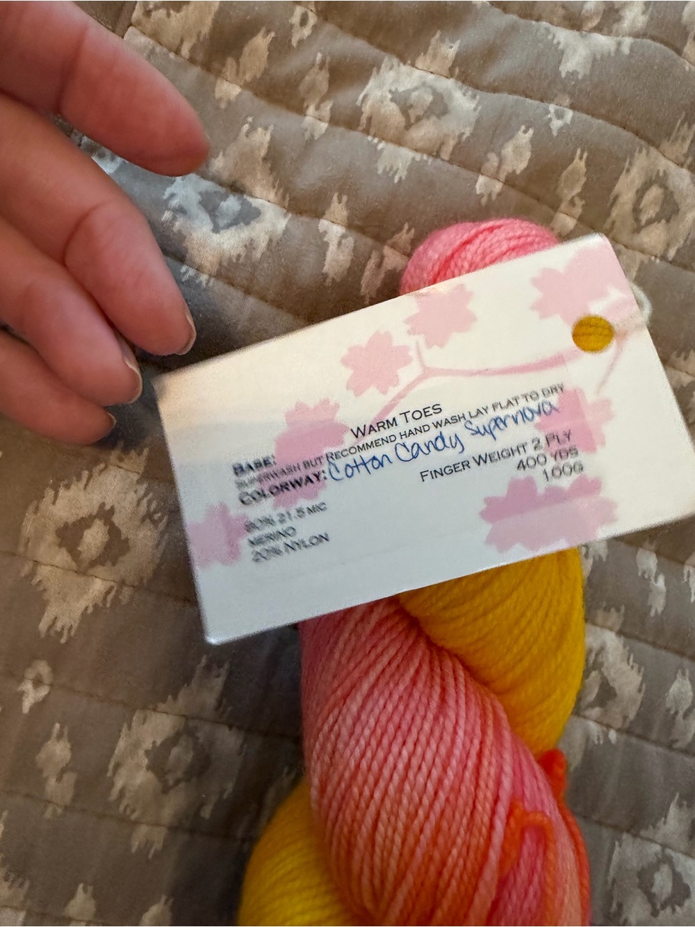 Tasha Lamoree Hand-Dyed Cotton Blend Yarn - Pink & Yellow Gradient
